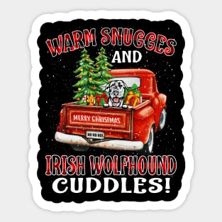 Warm Snuggles And Irish Wolfhound Cuddles Ugly Christmas Sweater Sticker